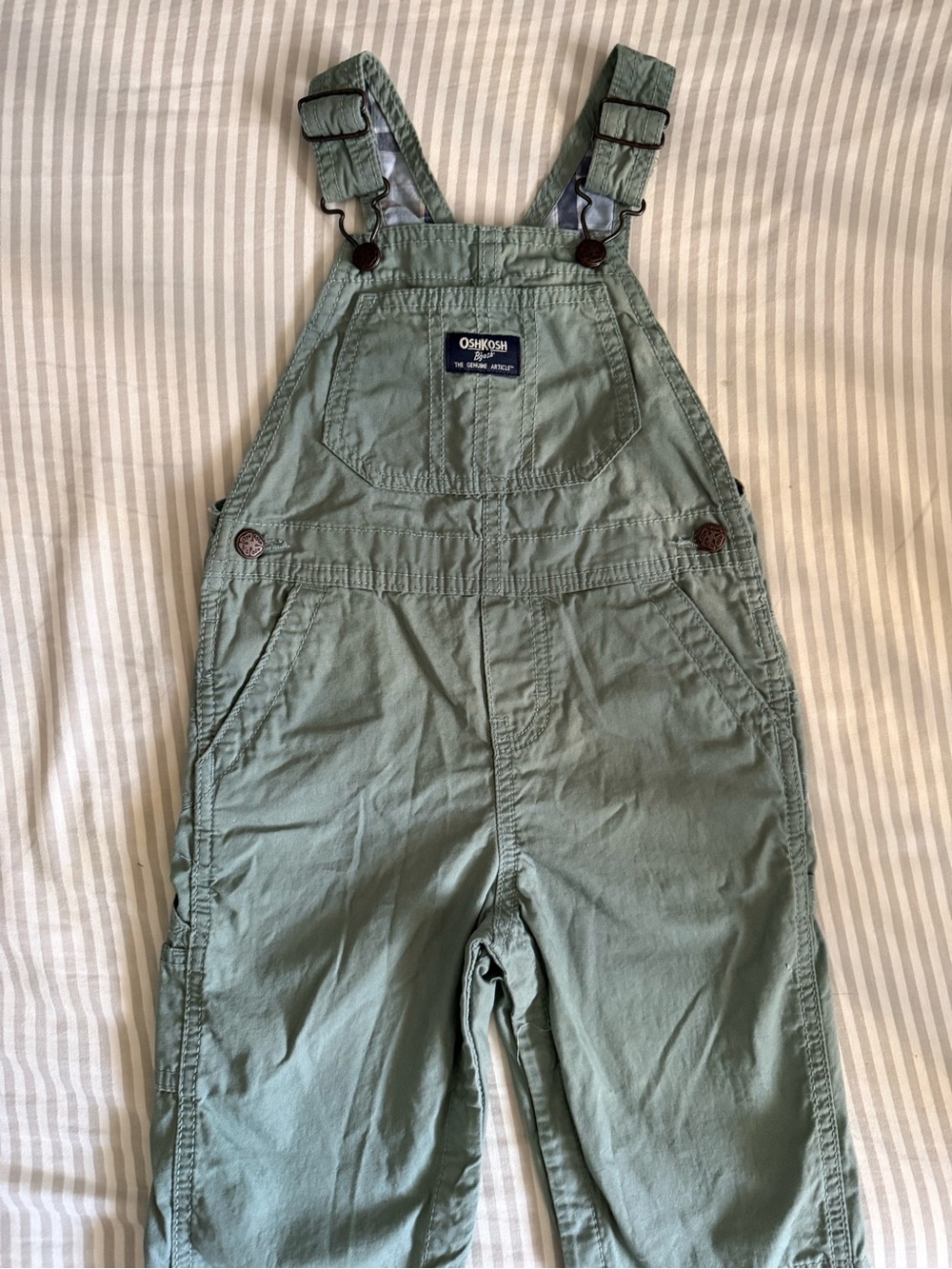 OshKosh B'gosh Plaid-Lined Utility Overalls Green Overalls